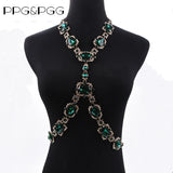 Crystal Rhinestone Waist Chain Necklace Indian Maxi Choker Jewelry