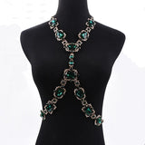 Crystal Rhinestone Waist Chain Necklace Indian Maxi Choker Jewelry