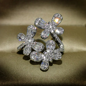 Butterfly Ring For Women Silver Plate Diamond Zircon Engagement Gift