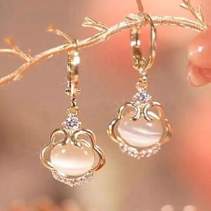 Cat's Eye Stone Earrings Charm Jewelry Gift