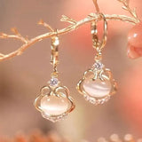 Cat's Eye Stone Earrings Charm Jewelry Gift