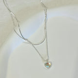 Love Heart Pendant Necklaces Moonstone Clavicle Chain