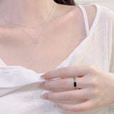 Love Heart Pendant Necklaces Moonstone Clavicle Chain