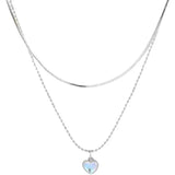 Love Heart Pendant Necklaces Moonstone Clavicle Chain