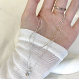 Love Heart Pendant Necklaces Moonstone Clavicle Chain
