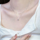 Love Heart Pendant Necklaces Moonstone Clavicle Chain
