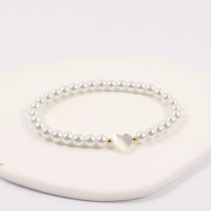 Shell Heart Pearls Bracelet Stone Bead Jewelry Gift