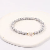 Shell Heart Pearls Bracelet Stone Bead Jewelry Gift