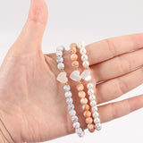 Shell Heart Pearls Bracelet Stone Bead Jewelry Gift