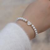 Shell Heart Pearls Bracelet Stone Bead Jewelry Gift