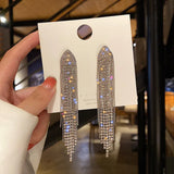 Crystal Tassel Rhinestone Earrings Jewelry
