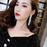 Crystal Tassel Rhinestone Earrings Jewelry