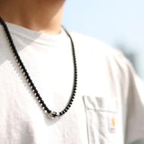 Double Crown Men Necklace Classic 6mm Smooth Bead Necklace Men Party Jewelry