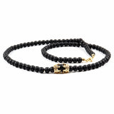 Double Crown Men Necklace Classic 6mm Smooth Bead Necklace Men Party Jewelry