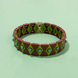 Colorful Bohemian Enamel Bracelet with Nature Stone Bangle