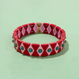 Colorful Bohemian Enamel Bracelet with Nature Stone Bangle