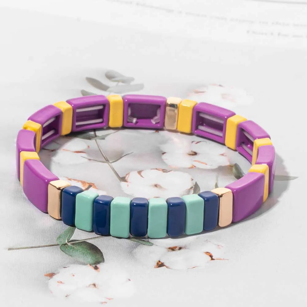 Colorful Enamel Bracelets for Women Boho Bead Jewelry