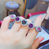 Colorful and Purple Crystal Inlaid Ladies Charm Bracelet Chain