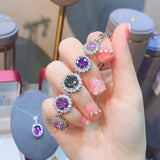 Colorful and Purple Crystal Inlaid Ladies Charm Bracelet Chain