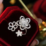 Three Flower Wedding Rings for Women Engagement Bride Party Jewelry