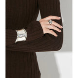 Geometric Irregular Wave Wide Bracelet Bangle Punk Jewelry for Women Men