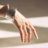 Geometric Irregular Wave Wide Bracelet Bangle Punk Jewelry for Women Men