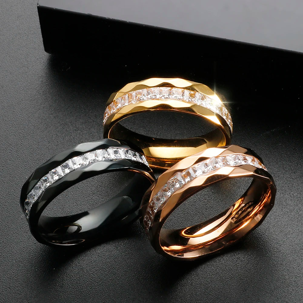Lover Crystal Stainless Steel Rings Punk Vintage Jewelry