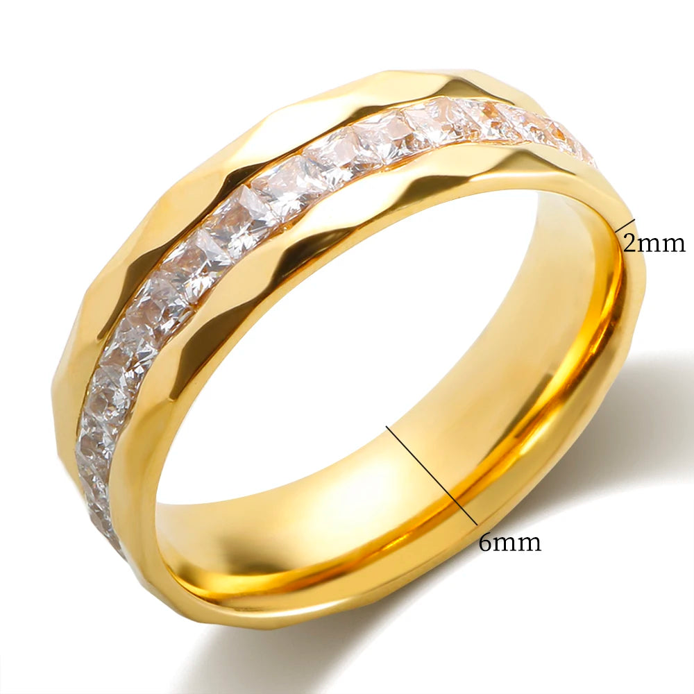 Lover Crystal Stainless Steel Rings Punk Vintage Jewelry