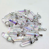 Glass Crystal Pillar Point Charm Pendants for Jewelry Making 24pcs/lot