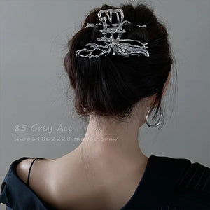Liquid Hairpin Women's Back Pan Hair Grip Large Shark Clip