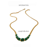 Green Crystal Stainless Steel Necklace Women Snake Chain Choker