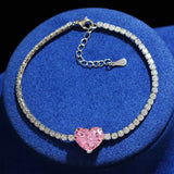 Zircon Crystal Tennis Bracelet Silver Charms Wedding