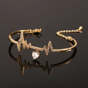 Copper Heartbeat Bracelet - Personalized Jewelry for Women