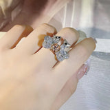 Silver Zircon Bowknot Finger Ring Crystal Lover Party Accessories