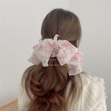 Pink Flower Mesh Big Bow Hairpin Sweet Spring Clip Hair Accessories