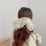 Pink Flower Mesh Big Bow Hairpin Sweet Spring Clip Hair Accessories