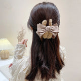 Large Bow Plush Hair Clip for Women Autumn Winter Shark Clip Hair Accessories