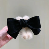 Large Bow Plush Hair Clip for Women Autumn Winter Shark Clip Hair Accessories
