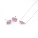 Light Purple Lalic Faceted Resin Small Oval Necklace Pendants
