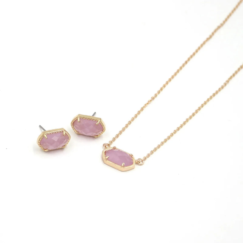 Light Purple Lalic Faceted Resin Small Oval Necklace Pendants