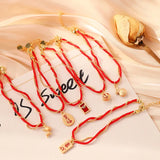 Lucky Mouse & Lucky Lovely Animal Red Rope Braided Double Bracelet Women