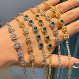 Multicolor Geometry 925 Silver Bracelet for Women