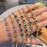 Multicolor Geometry 925 Silver Bracelet for Women
