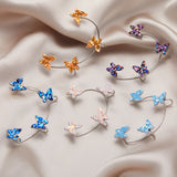 Multicolor Butterfly Ear Clip Earrings For Women Zircon Paillette Earrings