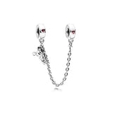 925 Silver Bracelet with Star Moon Bow Tie Wolf Charms Beads