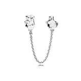 925 Silver Bracelet with Star Moon Bow Tie Wolf Charms Beads