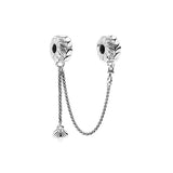 925 Silver Bracelet with Star Moon Bow Tie Wolf Charms Beads