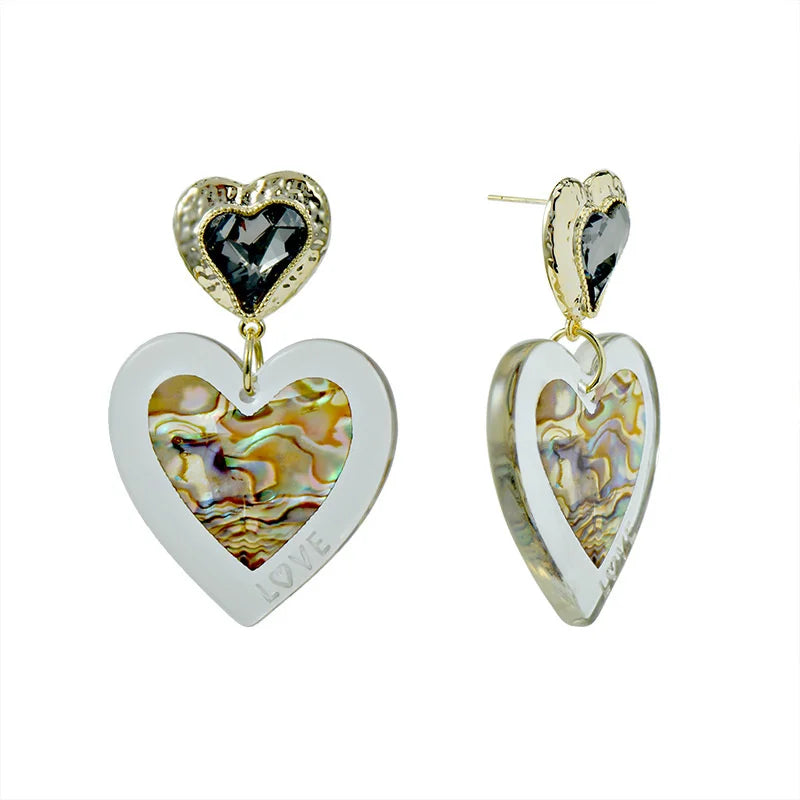 Acrylic Baroque Love Abalone Shell Earrings