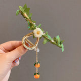 Persimmon Tassel Hair Clip Retro Flower Rattan Hairpin