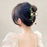 Persimmon Tassel Hair Clip Retro Flower Rattan Hairpin